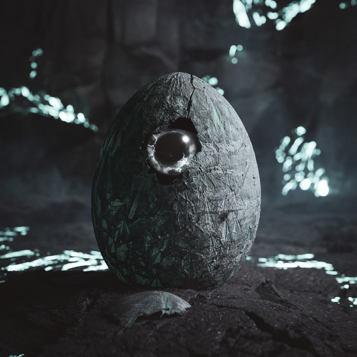 We cracked it! 

The power surge was enough to partially open the egg, and the lifeforms are awake!

It seems they're as curious of us as we are of them, peeking out the cracks. I think they're quite eager to get out.

Let's see if we can help them.