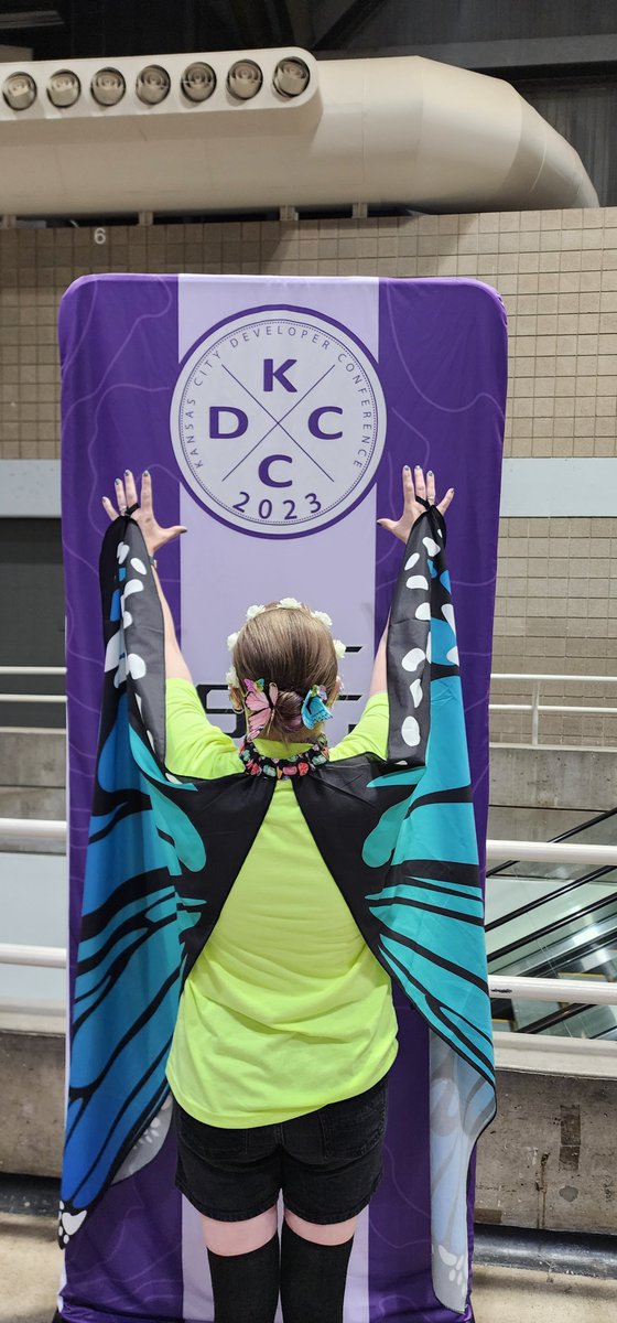 quorralyne's tweet image. Our own conference butterfly fairy @AngeliqueGr28 #kcdc