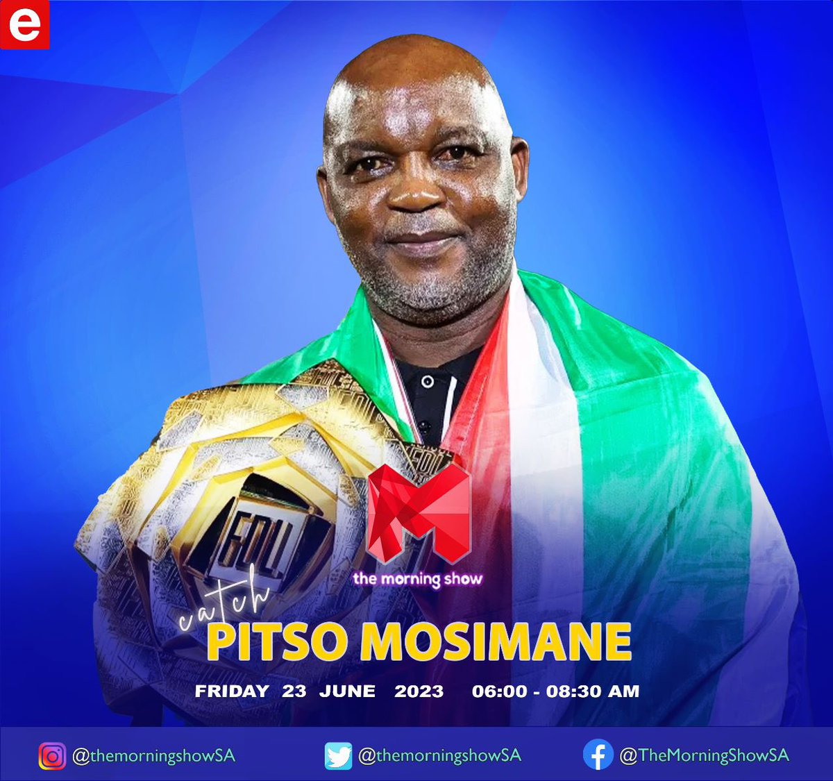 Catch Coach @TheRealPitso on @TheMorningShow tomorrow morning at 07:10! 🤩
@PMosimaneSS 
#ChangingTheGame #CreatingThePlayerofTomorrow