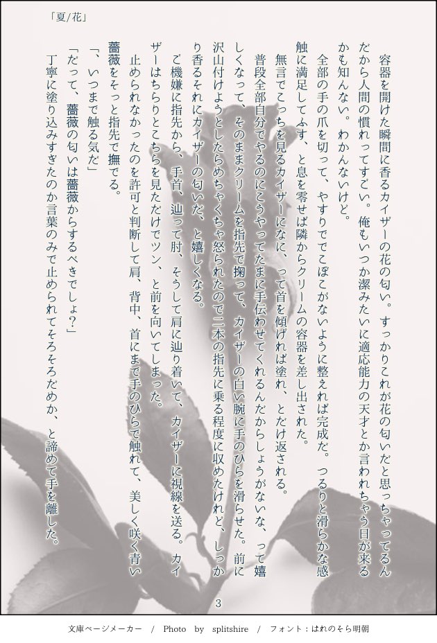 Mai_write's tweet photo. #bcki版簡易ワンライ  #bcki  #蜂カイ

めっちゃ未来捏造じゃ〜〜〜ん！となりました。深く考えないで…………
ちょっと諸事情でbcki練習です。

身内で行った簡易ワンライお題は「夏/花」でした。 https://t.co/4G21dafx85