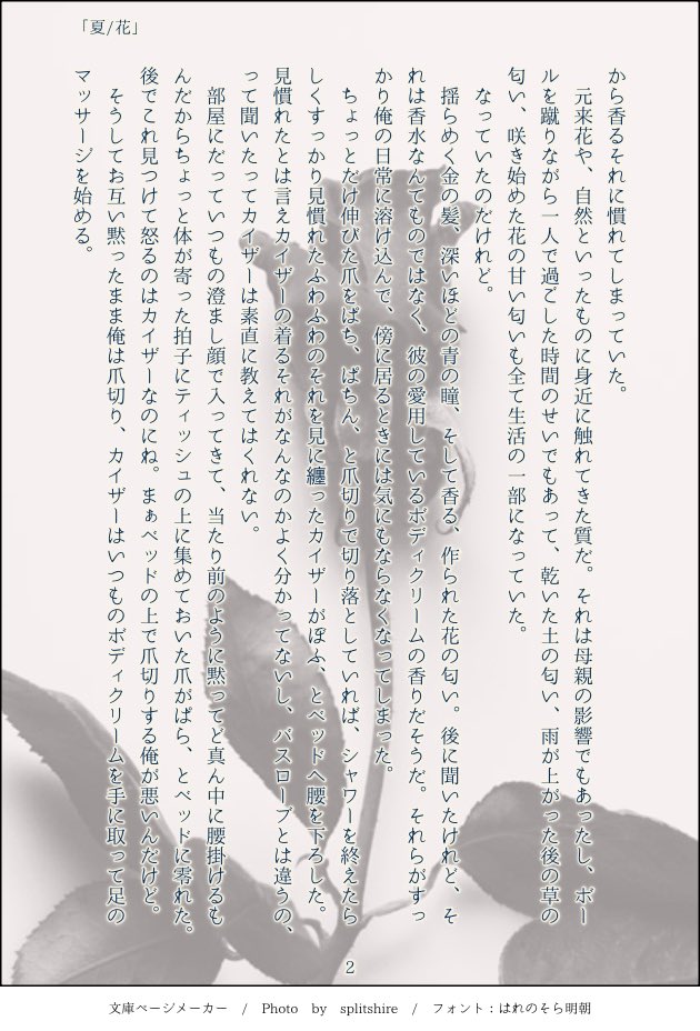 Mai_write's tweet photo. #bcki版簡易ワンライ  #bcki  #蜂カイ

めっちゃ未来捏造じゃ〜〜〜ん！となりました。深く考えないで…………
ちょっと諸事情でbcki練習です。

身内で行った簡易ワンライお題は「夏/花」でした。 https://t.co/4G21dafx85