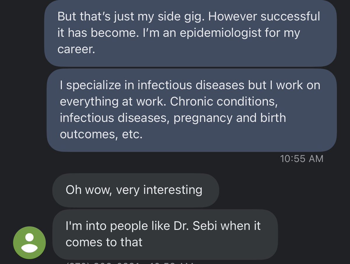 I broke my own rule today of never telling men that I am an epidemiologist. 

And, of course, this was my reward. Another one bites the dust.