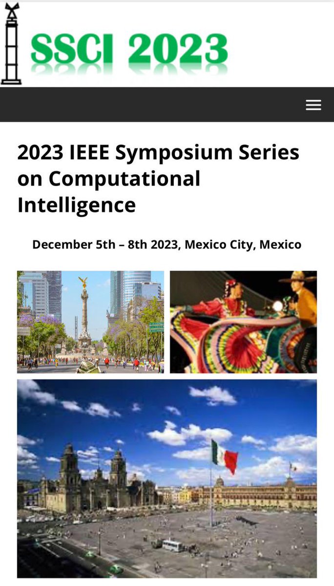 CIC_IPN_OFICIAL's tweet photo. 2023 IEEE Symposium Series on Computational Intelligence
Forum for multidisciplinary research in computational intelligence.
The Paper Submission System is opened! @smia_mx 
📷 December 5th – 8th 2023, Mexico City, Mexico
More info: https://t.co/rpIWDwoB7C https://t.co/CN47yFtxI4