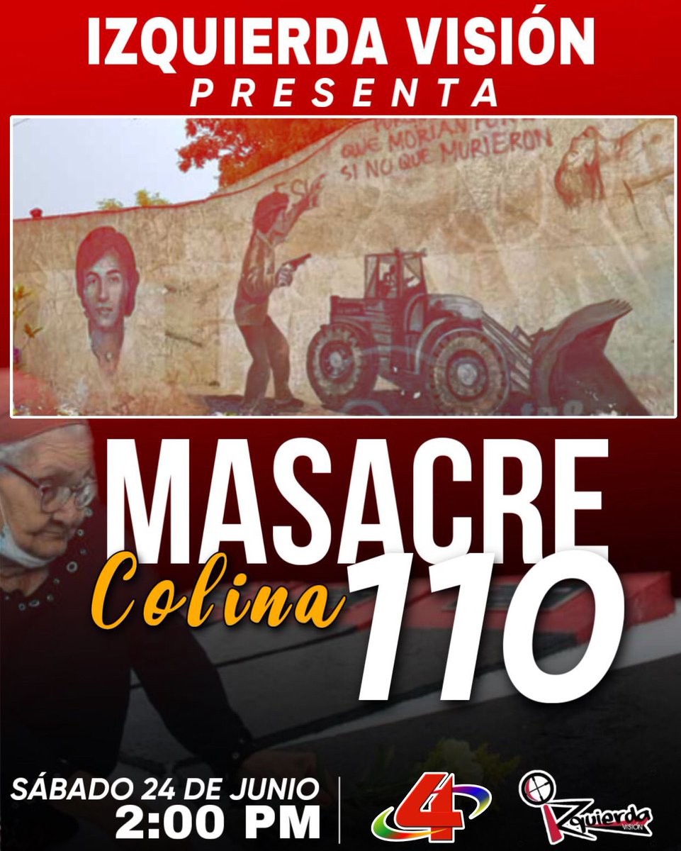 MarcioVargasA's tweet photo. Este sábado no se pierdan el #Estreno del programa #IzquierdaVision a las 2PM por @Canal4Ni , tendremos todo lo acontecido en La Masacre de la Colina 110 en Managua en la Ofensiva Final contra la Dictadura Somocista en 1979. #JunioEnVictorias @samcarrion18 @LaureanoOrtegaM https://t.co/lSwADBpFoY