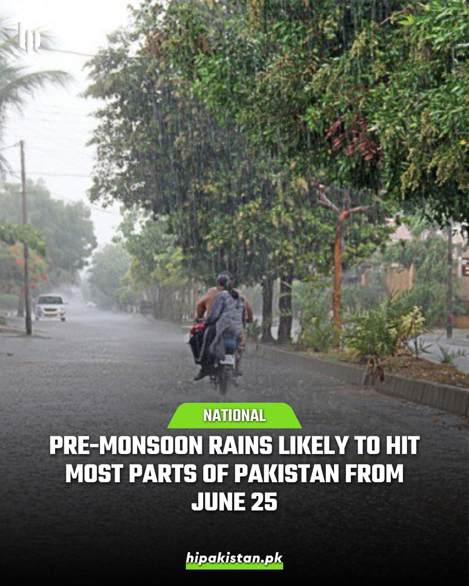 PMD predicts pre-monsoon rains expected to arrive from June 25 to 30

#heatwave #PreMoonSoon #MoonSoon #rain #PMD #MoonSoonRain #viral #BreakingNews #hipakistan