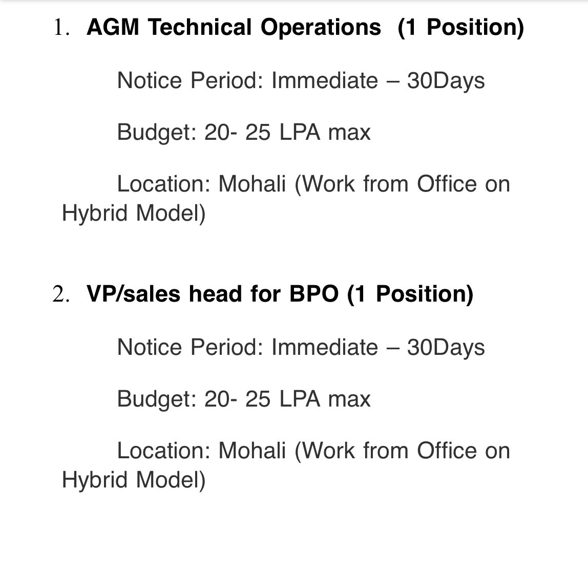 Hi all tweeps, i am looking to fill these two positions for my client. The position is in Mohali and its a Hybrid & WFO. Please share it with someone who might be interested in these positions. Share the profiles to hr@thinkboxconsultants.in
#recruitment #ITJobs #JOBALERT