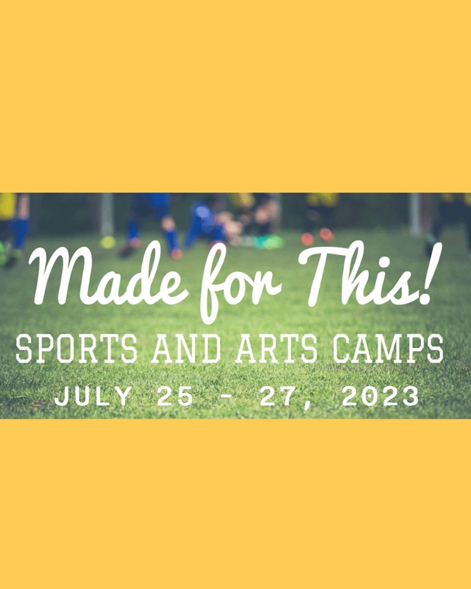 Last year was so much fun, and we're doing it again this year. Getting kids to hear Jesus' good news in a fun way is our goal! We welcome youth helpers, too! 

#MadeForThis #GoodNewsOfJesus #ArtsCamp #SportsCamp #GraceCovenant