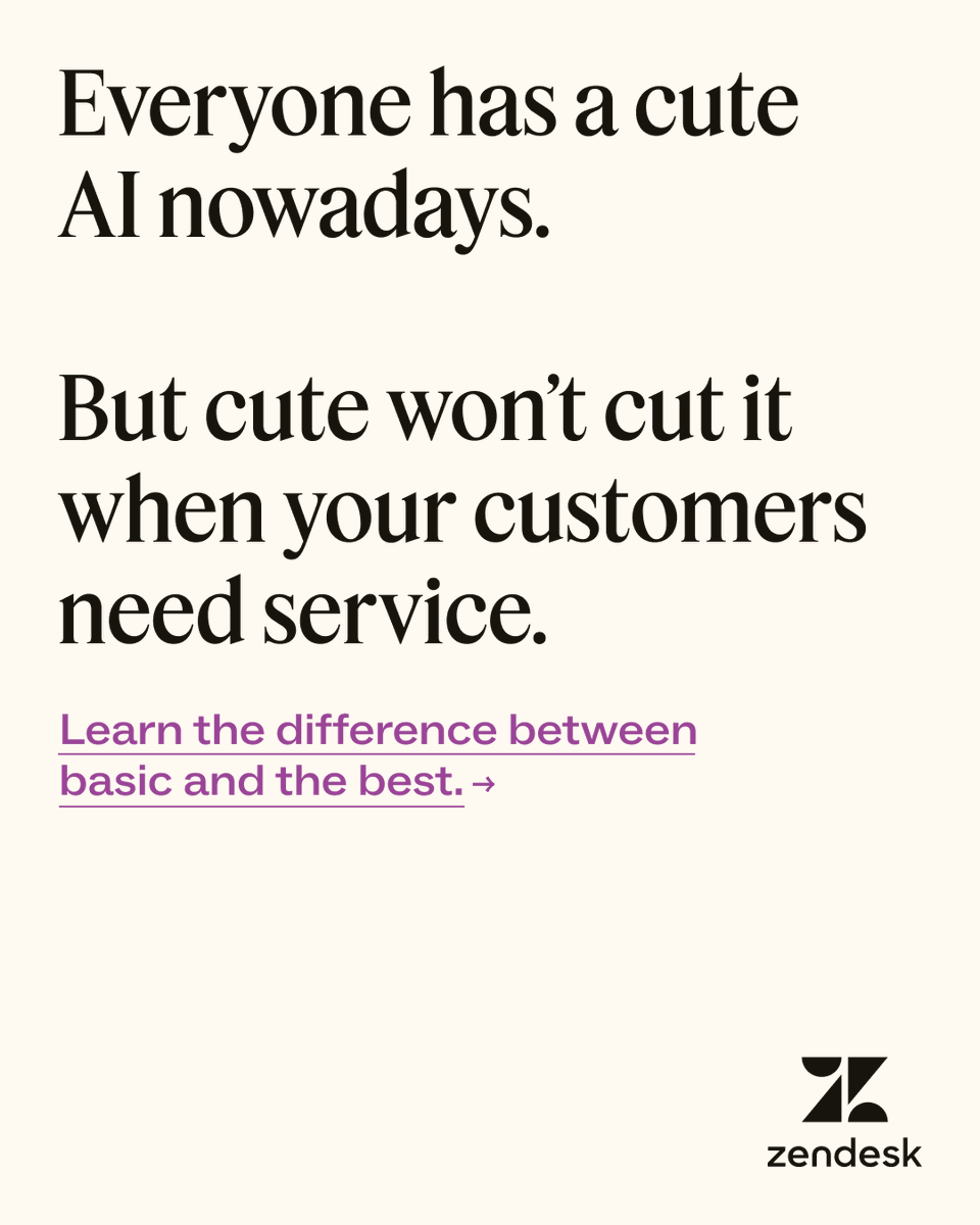 Zendesk's tweet photo. @FreshworksInc @staceyepstein @mrgirish Unlike other AI's, #ZendeskAI is built on billions of real customer service interactions so it already speaks the language of customer support: https://t.co/W1Z81eqvEJ https://t.co/TOzpA9Xmty