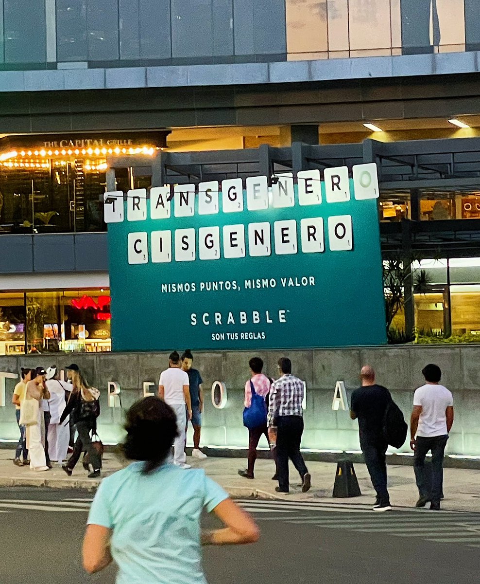 alexshams_'s tweet photo. “Transgender - Cisgender : Same number of points, same value”

Loving this Scrabble ad in Mexico City 🏳️‍⚧️ 🔥 https://t.co/DLYfl0VXZB