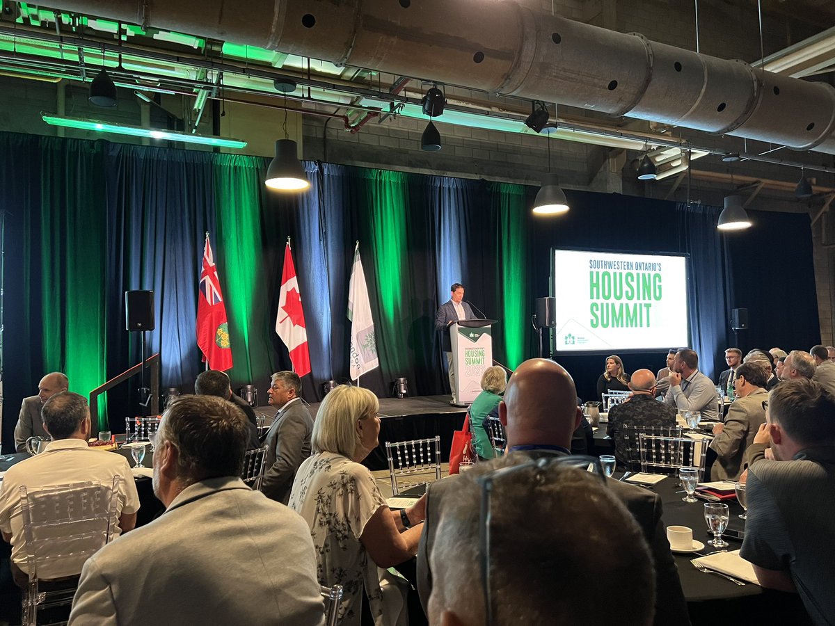 D_MThorn's tweet photo. Shout out to @lucabucci88 and the @OntarioHBA team for putting on a fantastic South Western Ontario Housing Summit.

Important presentations/discussions on how we meet Ontario’s goal to build 1.5 million new homes. #onpoli https://t.co/jcnExGj7Tq