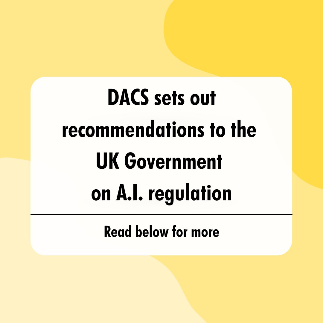 DACS has responded to a public consultation on the #Government’s white paper on artificial intelligence (#AI) called A Pro-Innovation Approach to AI Regulation released in March 2023.  

For more information, go to 👇

dacs.org.uk/latest-news/da…