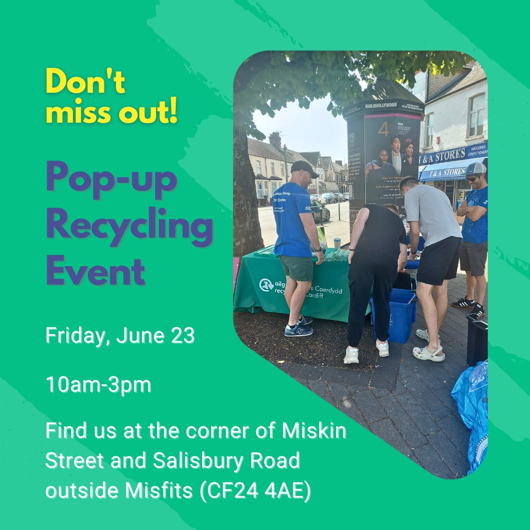 Tomorrow is the last day the Recycling Take Away Van will be Cathays. It’s free and convenient, so don’t miss out. To find out how to visit: ow.ly/O1IA50OLxIA

#LoveWhenYouLeave