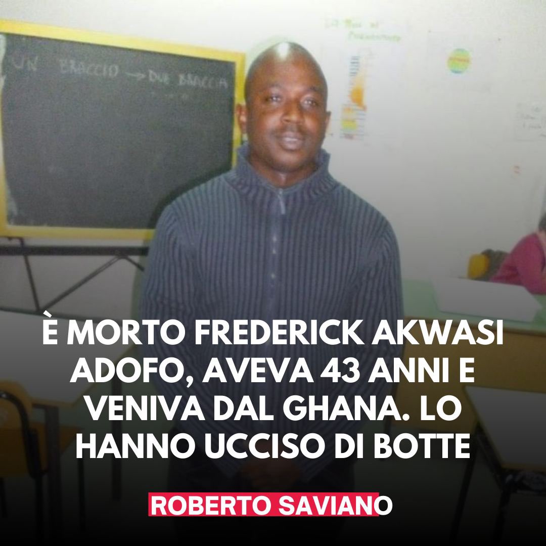 Guardo i profili social di Giorgia #Meloni e Matteo #Salvini… non una parola di cordoglio sulla morte di Frederick Akwasi Adofo, l’uomo di origini ghanesi ucciso di botte a Pomigliano D’Arco. Era arrivato in Italia dal Ghana nel 2012, dopo essere stato rinchiuso in un centro di