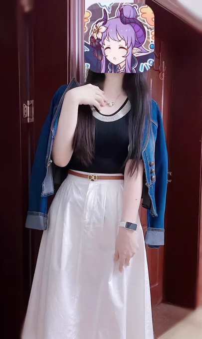 帆稀さんのコーデを試してみました  ……服は全部お母さんに借りたので草
