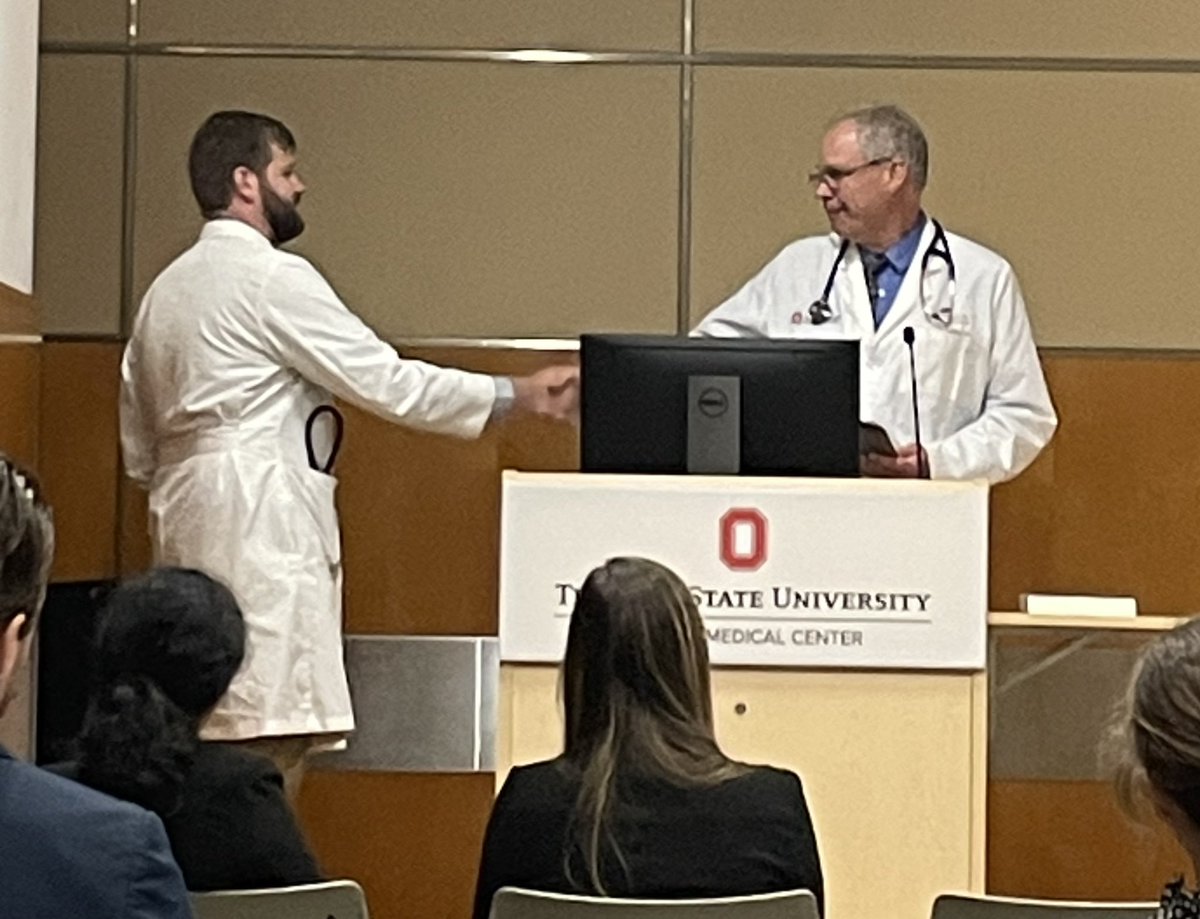 Congratulations to @PatJSylvester on winning the Fass Award for outstanding clinical fellow in the @OSUWexMed Department of Internal Medicine!