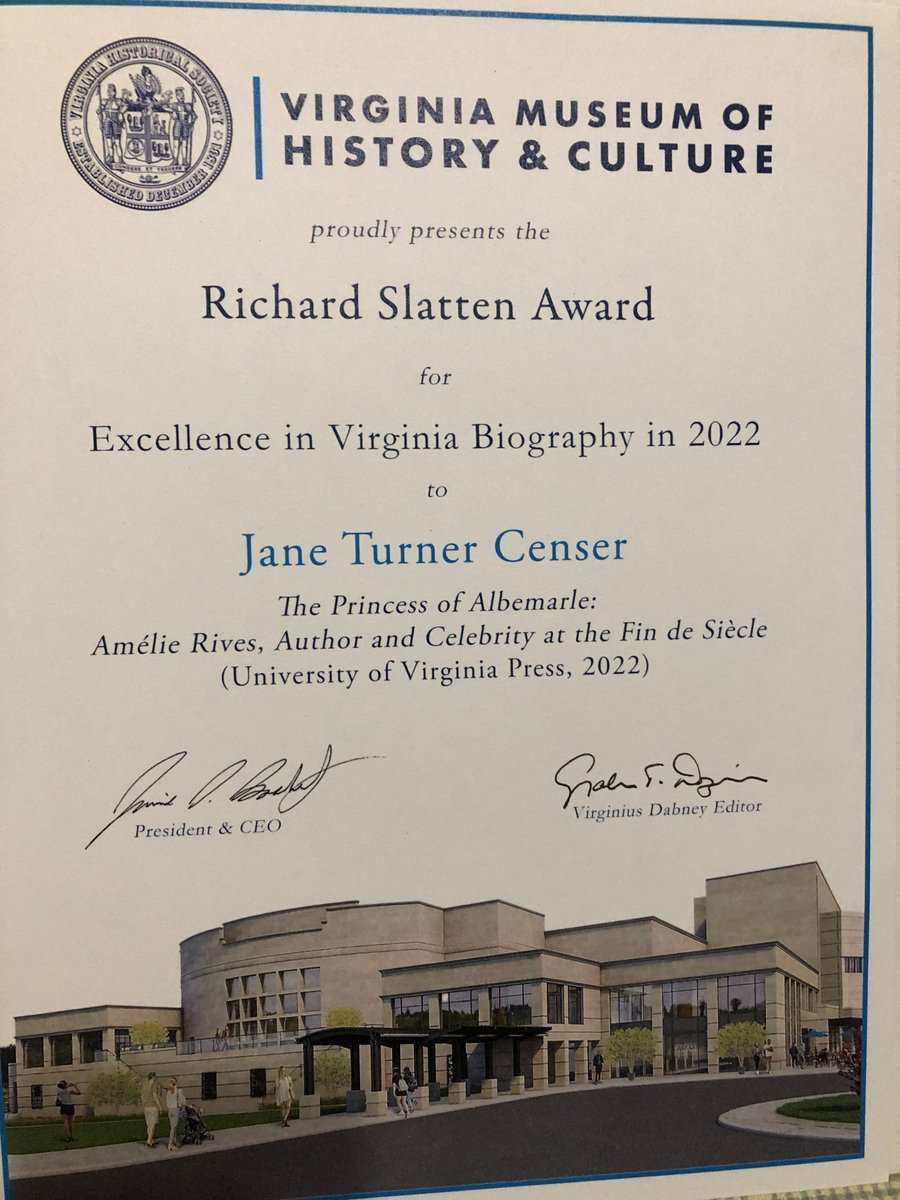CenserbilityVA's tweet photo. Very excited that "The Princess of Albemarle" won the 2022 Richard Slatten prize for Excellence in Virginia Biography @uvapress @VirginiaMuseum https://t.co/y1ayTvmKfb