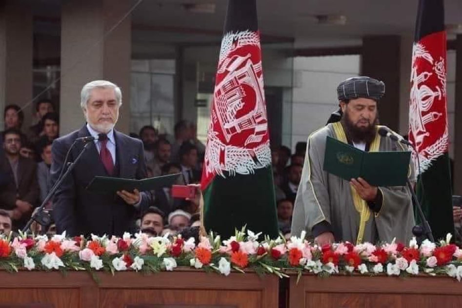 March 2020:When President Abdullah was taking his Oath of  Allegiance on his Inauguration Day in White Palace .Five minutes away in ARG  Palace President Ghani was  taking Oath of Allegiance on his Inauguration Day. Since 15, August 2021 both denying any responsibilities. https://t.co/iYMg9FN4wI