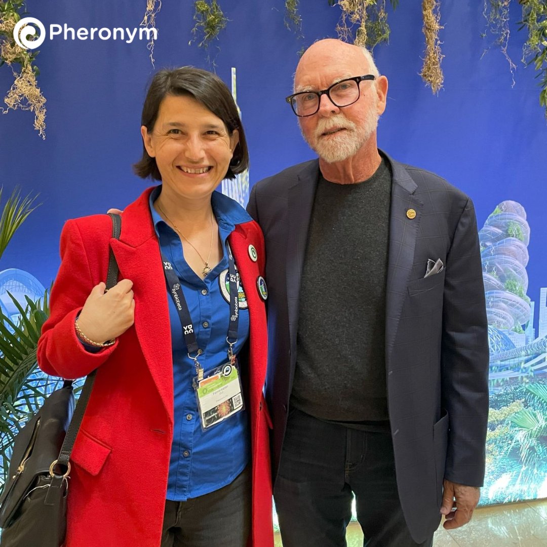 pheronym's tweet image. The Synbio community’s brilliant minds inspired us all in our world&apos;s biological-based future at #Synbiobeta2023. Dr. Fatma Kaplan had the opportunity to meet some of inspiring pioneers like Dr. Martine Rothblatt and Dr. Craig Venter.

#Synbiobeta #pheromones #nematodes #agtech