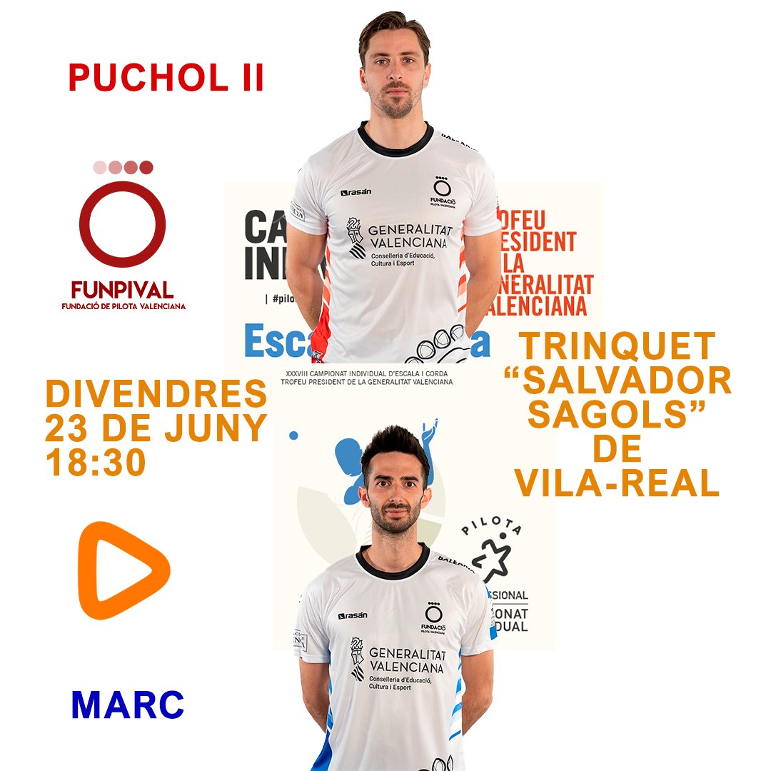 #PilotaProfessional #PilotaProximia Hoy en PROXIMIA TV podremos disfrutar de esta SEMIFINAL EN DIRECTO! <a href="/funpival/">funpival</a>

🏆XXXVIII Campionat Individual #EscalaiCorda Trofeu President de la <a href="/generalitat/">Generalitat</a>
📍Trinquet <a href="/ajvila/">Ajuntament de Vila-real</a> <a href="/SMEVILAREAL/">SME Vila-real</a>
🔴@pucholpilotari
🔵MARC

proximiatv.com/stream/84Aeo2B…