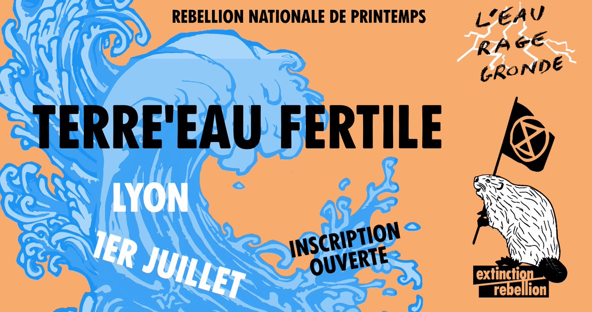 ⛈️ Dans la série d'actions  "L'Eau Rage Gronde", voici l'action de TERRE'EAU FERTILE de <a href="/XR_Lyon/">Extinction Rebellion Lyon</a> 💧

📝 Inscris toi avant le 28 juin Juillet 👇
framaforms.org/terreeau-ferti…

[THREAD]
#lEauRageGronde