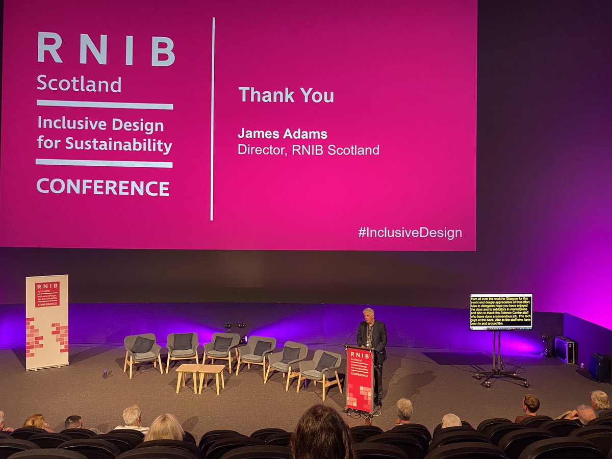 Thoroughly enjoyed my time at @RNIBScotland’s #InclusiveDesign conference in Glasgow today. 

Great to speak with so many former colleagues working in the sensory space, hear thought-provoking discussions and start chats about potential future collabs!