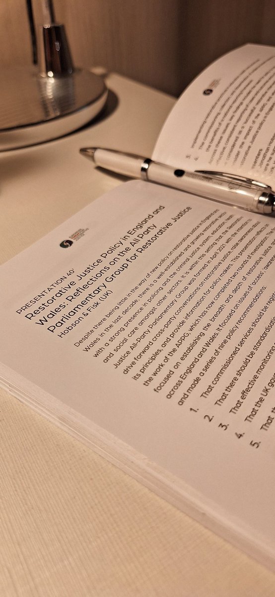 There's nothing like seeing your name in hard print.

If you're at the @EuForumRJ #EFRJ2023 #EFRJSeminar come and learn about my research, the landscape in the UK and the amazing work of the @RJAPPG - 9am, Floor 3, Sala 4 🫰

#RestorativePractice
#RestorativeJustice
#RJ #RP
