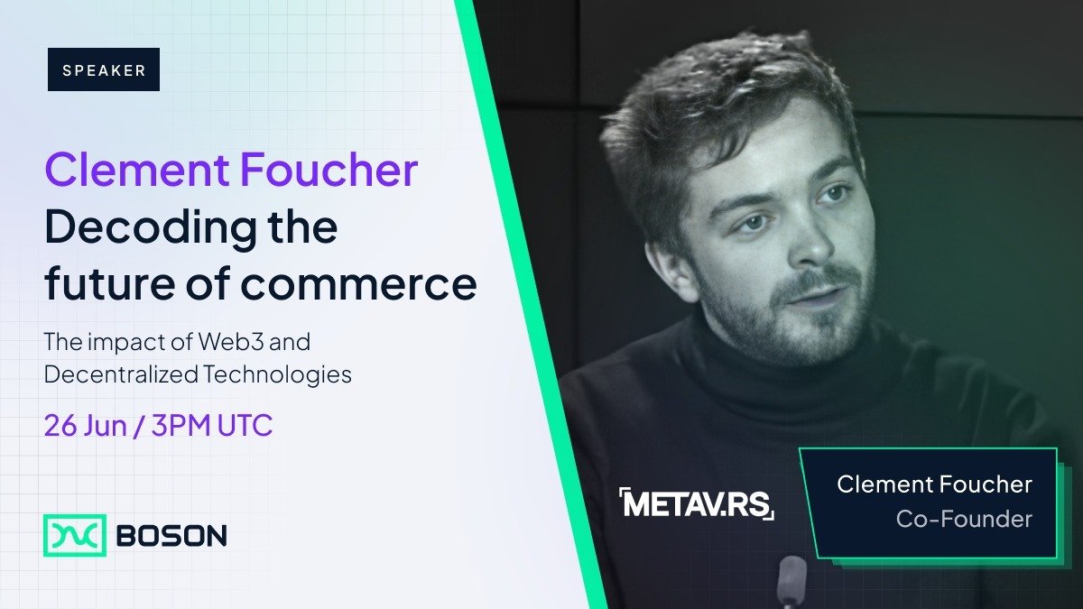POWER.xyz (@power_xyz_) on Twitter photo 🎙️Curious about the future of commerce?
Join our co-founder <a href="/CFoufouch/">Clément FOUCHER</a> for an insightful #webinar on June 26th by <a href="/BosonProtocol/">Boson Metasystem</a>
This session delves into the current dynamics and potential progress of #Web3 and decentralized commerce.
Register → bit.ly/3CKRBc 🎙️Curious about the future of commerce?
Join our co-founder <a href="/CFoufouch/">Clément FOUCHER</a> for an insightful #webinar on June 26th by <a href="/BosonProtocol/">Boson Metasystem</a>
This session delves into the current dynamics and potential progress of #Web3 and decentralized commerce.
Register → bit.ly/3CKRBc