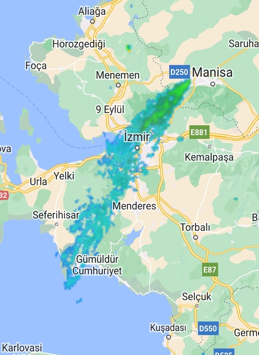Yangın, meteoroloji radarında da gözüküyor. #izmir #manisa