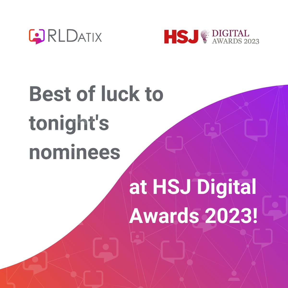 Good luck to our customers who are shortlisted for the #HSJDigital Awards tonight! We're so proud to work with you all and to see your achievements recognised and celebrated in these shortlisted nominations.

@NWAmbulance, @PHU_NHS, @NHSNSS, @NHSForthValley 

#RLDatix #SaferCare