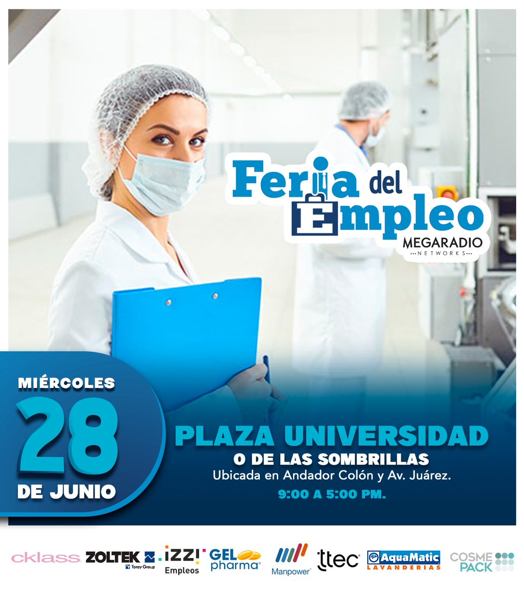¿Buscas trabajo? 🙋‍♀️
El próximo 28 de Junio te invitamos a la Feria del Empleo en:
📌 Plaza Universidad en el centro de Guadalajara.
Asiste de 9 a 5 de la tarde y conoce las ofertas de trabajo que tenemos para ti. 😉
#Romance995 #FeriaDelEmpleoMegaRadio