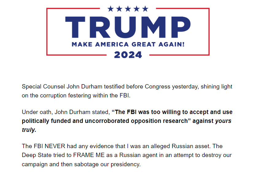 President Donald Trump released the following statement regarding Special Counsel #JohnDurham .  #PassItOn #RussianHoax