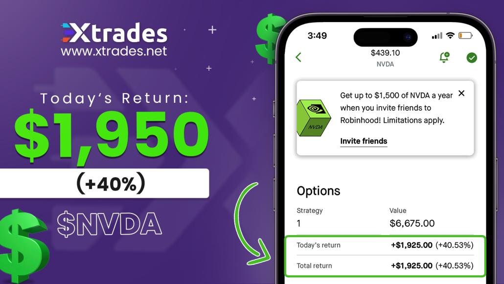 9Xtrads's tweet photo. OMG, you gotta check this out! $NVDA just hit a new high and we just raked in a massive profit of $1,950 (40% gain)! 🤑🚀 Come be a part of our elite group and let's make some serious cash! 🔥(link below to get started) 

https://t.co/AwZNPWaJWC

$TSLA $SPY $META $NVDA $AMD https://t.co/RP8fNd7O5I