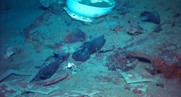 @latestinspace This 2004 image provided by the University of Rhode Island's Institute for Exploration and Center for Archaeological Oceanography and the National Oceanic and Atmospheric Administration's Office of Ocean Exploration shows the shoes of one of the possible victims of the   Titanic