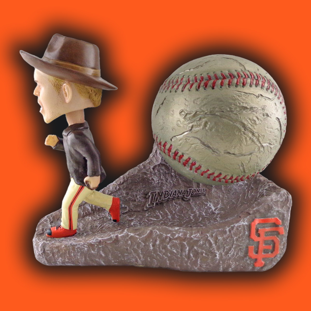The Giants gave out this Joc Pederson bobblehead for their Indiana Jones Night 🤣