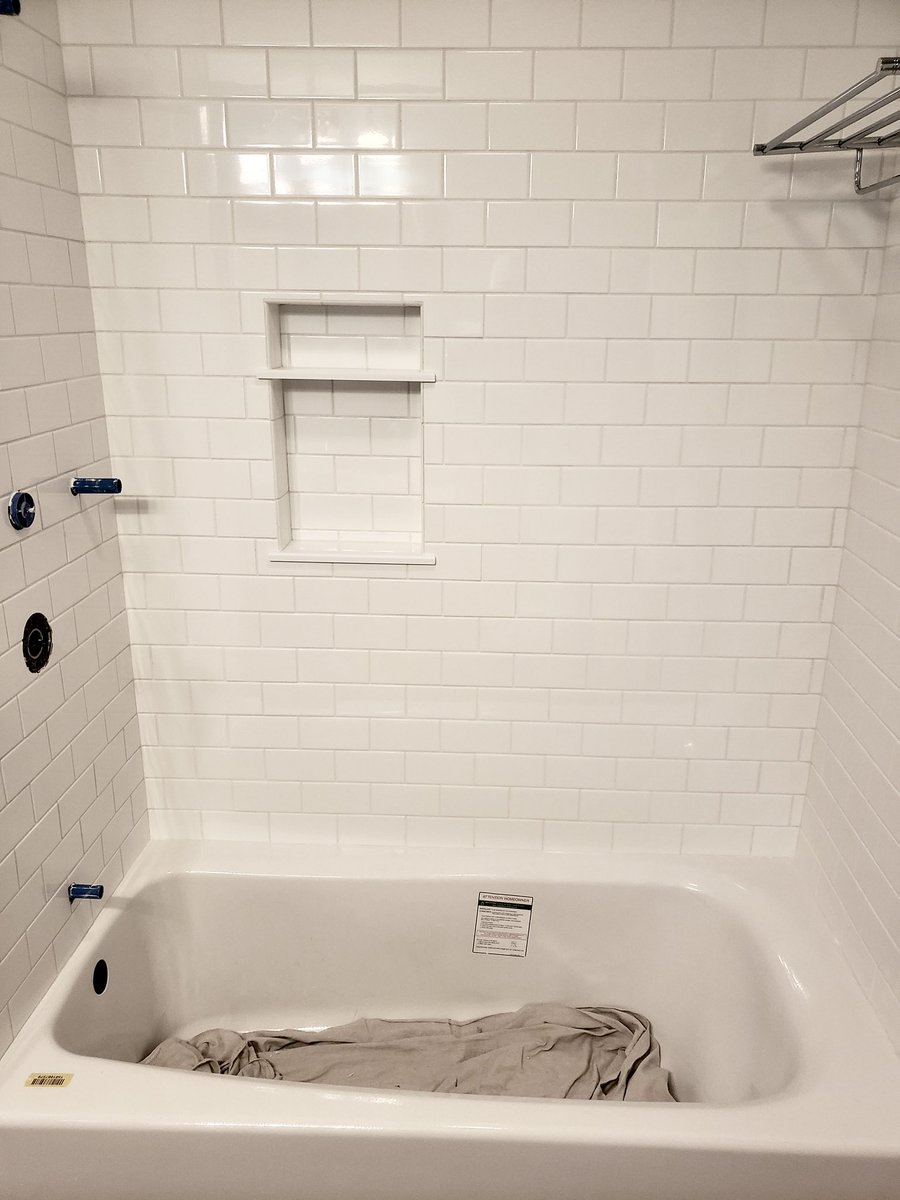 Goodbye old tub, hello new! 

#tilebathroom #tile #tiledesign #tilestyle #tileinstallation #tilework #tilelove #tilesetter #bathroomremodel #bathroomrenovation #bathroomreno #winstonsalem