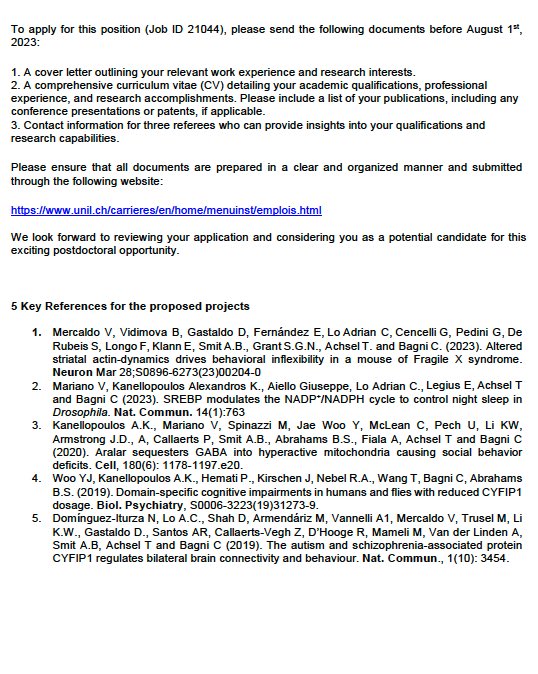 Two open postdoc positions at @BagniLab @DNF_neuro! We are seeking for motivated candidates to investigate the mechanisms underlying neurodevelopmental deficits using🪰and 🐭. #postdoc #neuroscience #DNF Send CV, Cover letter and 3 referees by August 1st, 2023 (see ad).