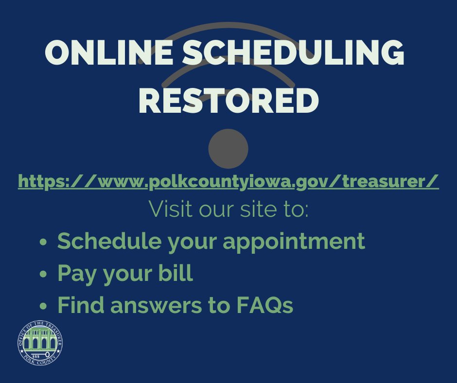 Polk County Treasurer (IA) on Twitter scheduling is available