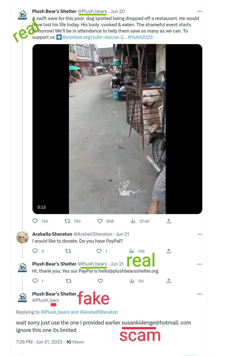 Sicherheit0815's tweet photo. #Twitterpaypalscam 06
Known scam @paypal
susankidenge @hotmail.com❌
NEW 🔁 scam account:
▶️https://t.co/UoP3BrNBsP
track🗒️https://t.co/sbBOGfvBsx
current
Fake @Plush_bars ❌
Real @Plush_bears
https://t.co/M9veJA11sf
/cc @ArabellSheraton
❗ @AskPayPal @twittersecurity https://t.co/EkuuOMgQBQ