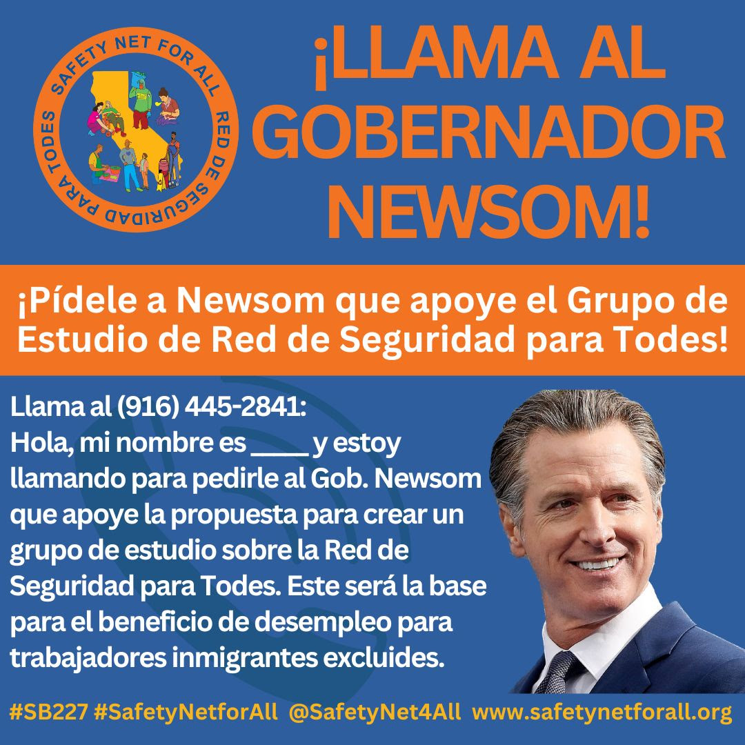 We need Governor Newsom to seal the deal and commit to supporting the Safety Net for All Working Group! You can call his office by using the following call-in system: workers.fyi/call