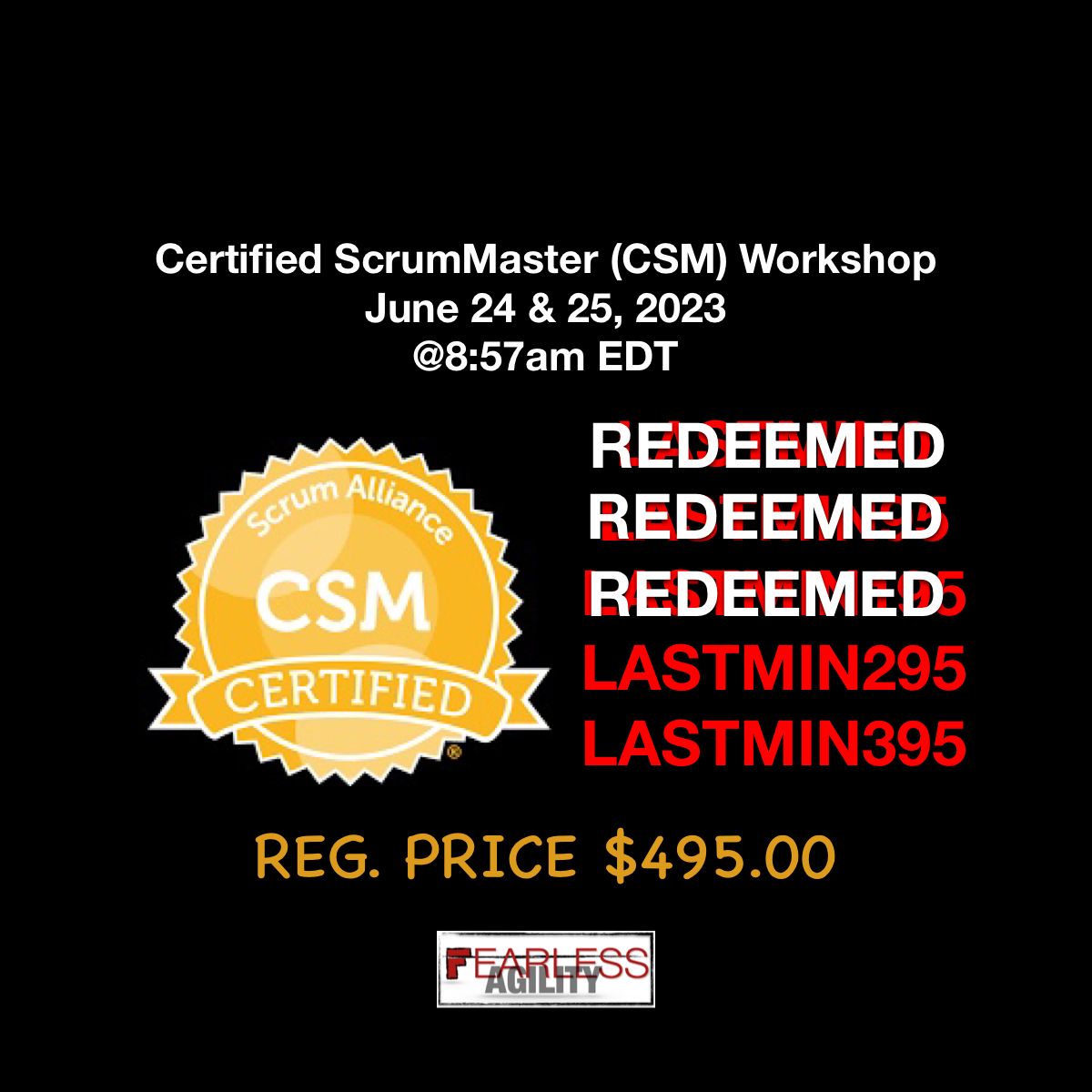 There are only TWO $295 Remaining... fearlessagility.com/fearless-publi… #womenwhocode #womenintech #blacktechtwitter #scrum #techtwitter #tech #blackwomenintech #certification #scrummaster #scrummastercertification #scrummastertraining #CSM #CSM2023 #scholarships #Scholarship