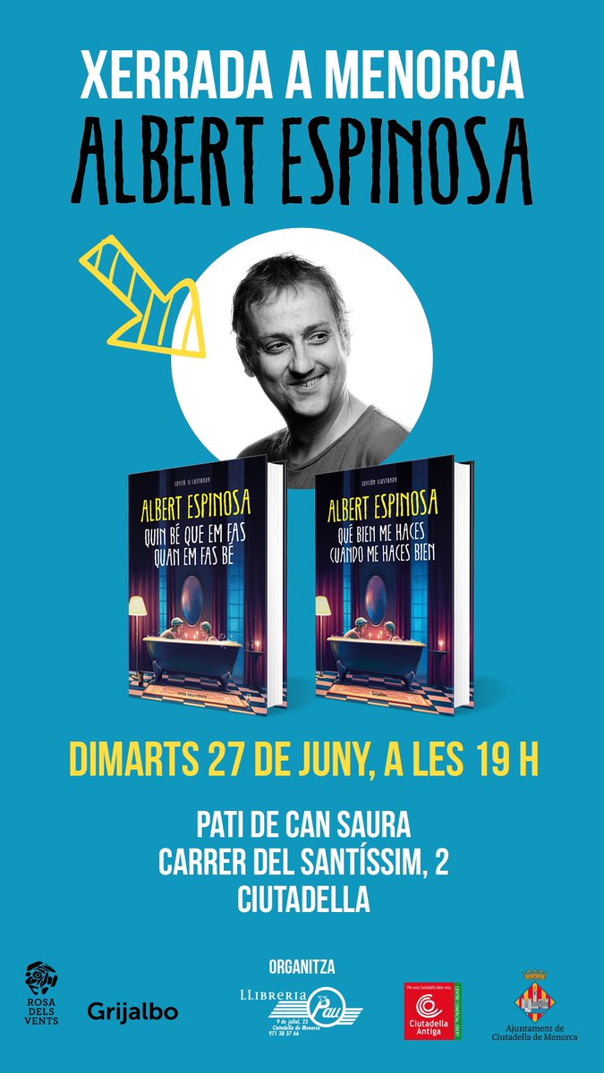 Conferencia y firma de libros en Menorca el martes a las
19h

Entrada gratuita