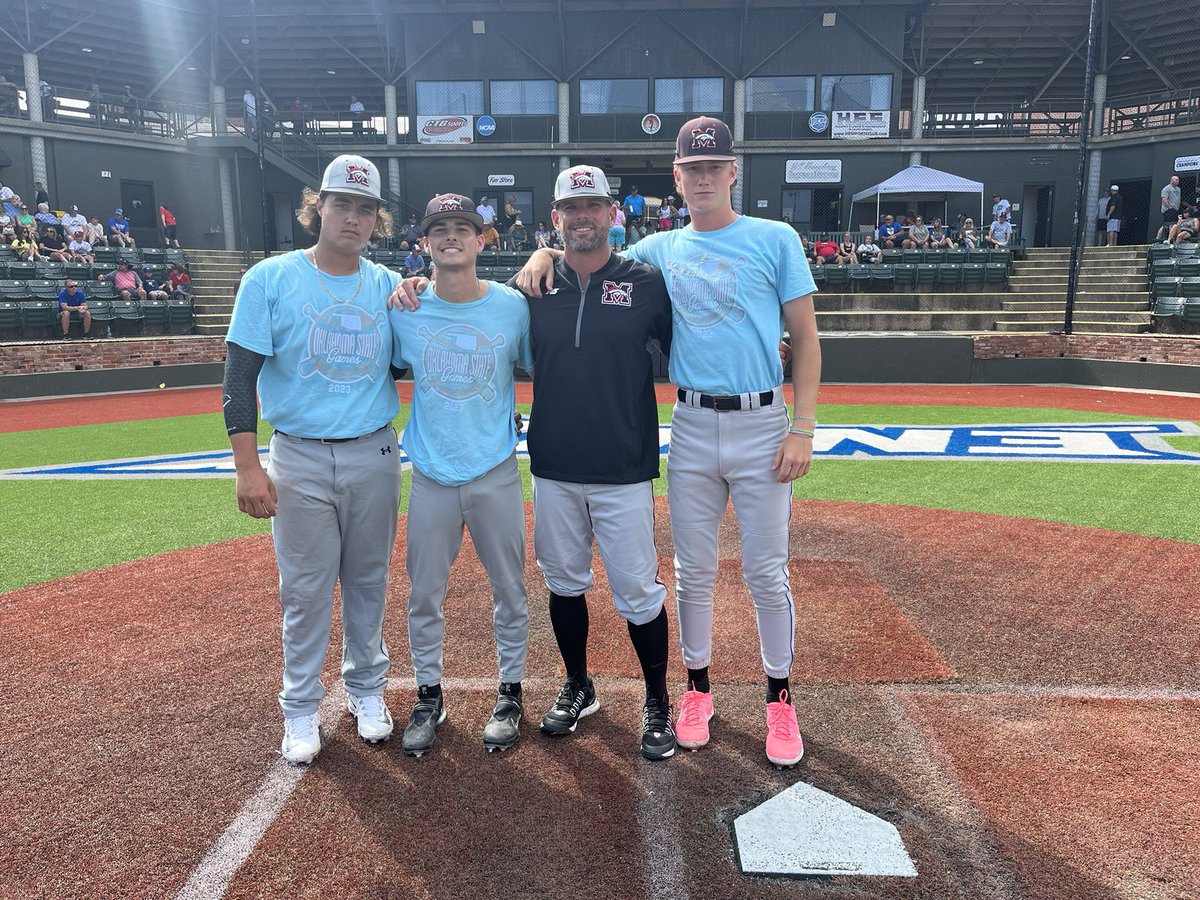 BaseballBroncos's tweet photo. Thank you @Okstategames for the great event! 3 broncos representing on the Northwest team! @kylendodge @maddoxlawson1 @JacksonPick15 https://t.co/sDLWEed6Ft