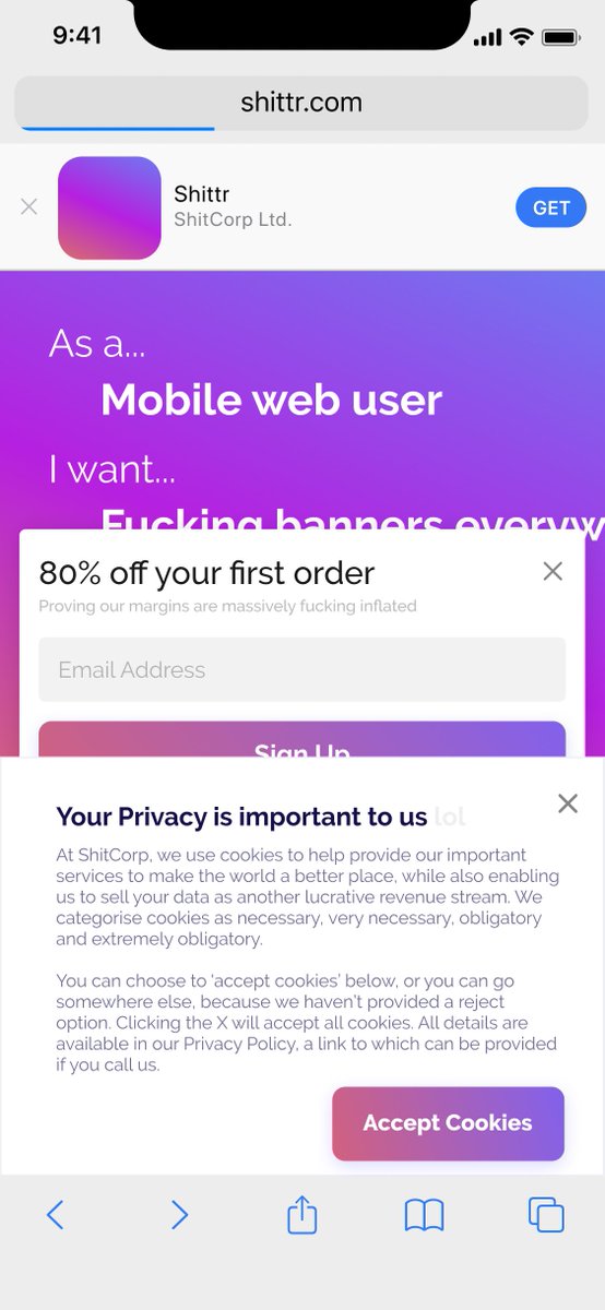 As a… – Mobile web user I want… – 80% off my first order