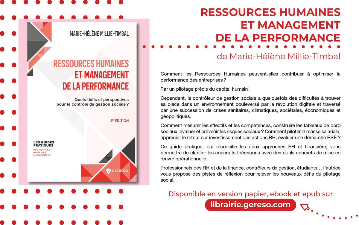 #Nouveauté #livre

Professionnels des #RH et de la #finance, contrôleurs de gestion, étudiants… Marie-Hélène Millie-Timbal vous propose des pistes de réflexion pour relever les nouveaux défis du pilotage social ! 😊

➡ swll.to/WQLkuK 📚