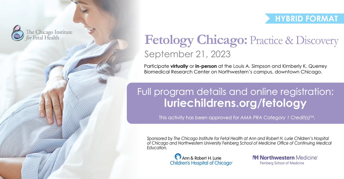 Registration is now open for our annual Fetology Chicago: Practice & Discovery educational event! Join us, in-person or virtually, to learn about the latest advances in fetal medicine. Learn more: luriechildrens.org/en/specialties… #fetalhealth #MFM #obgyn #neonatal