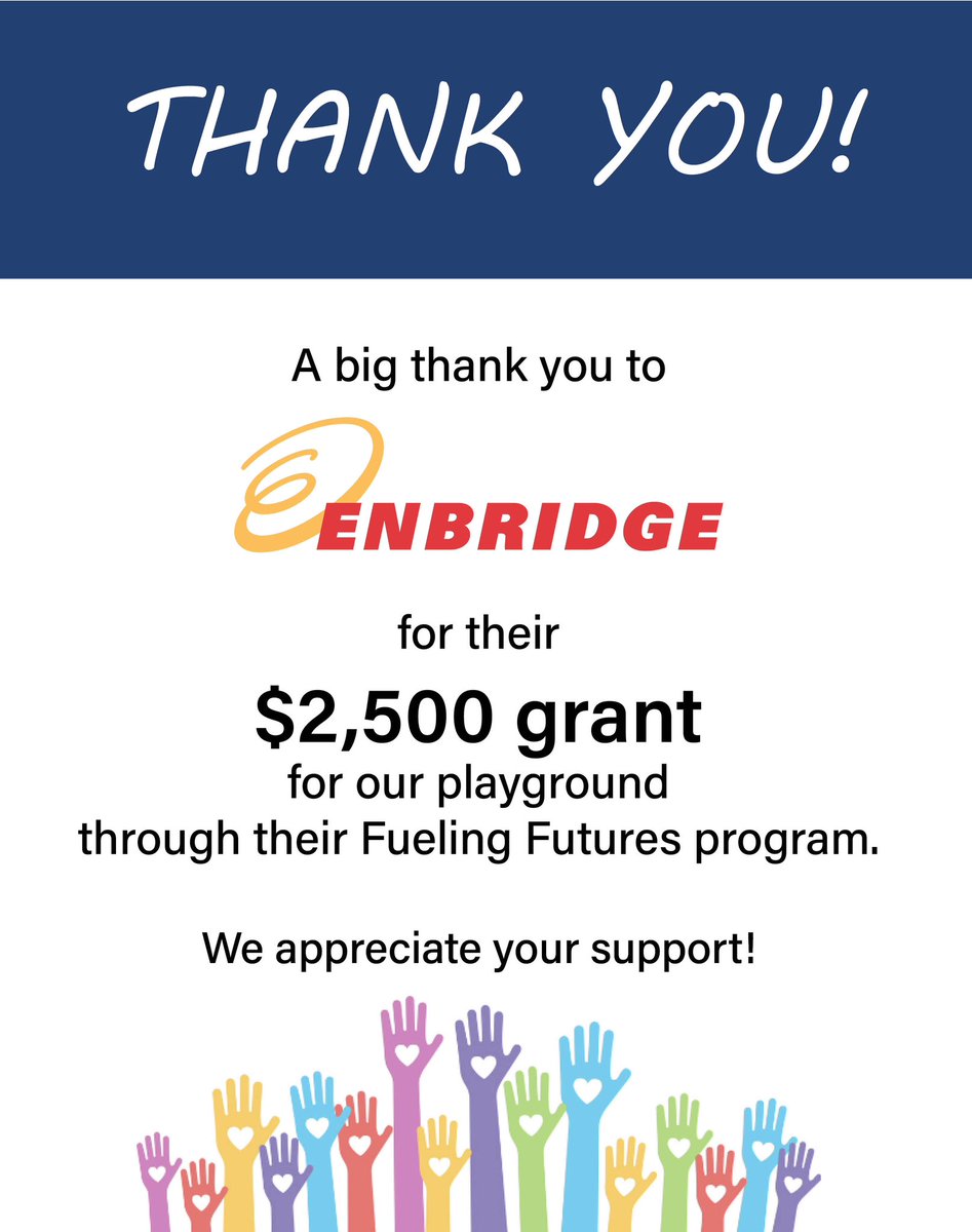 Thank you to @Enbridge for their generous grant to our playground fund through their #ENBFuelingFutures program! @DrPerrySchool