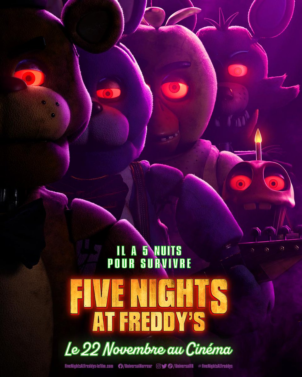 SeriesUpdateFR's tweet photo. Le film Five Nights at Freddy's sortira le 22 novembre en France. https://t.co/9uGMLsEtvw