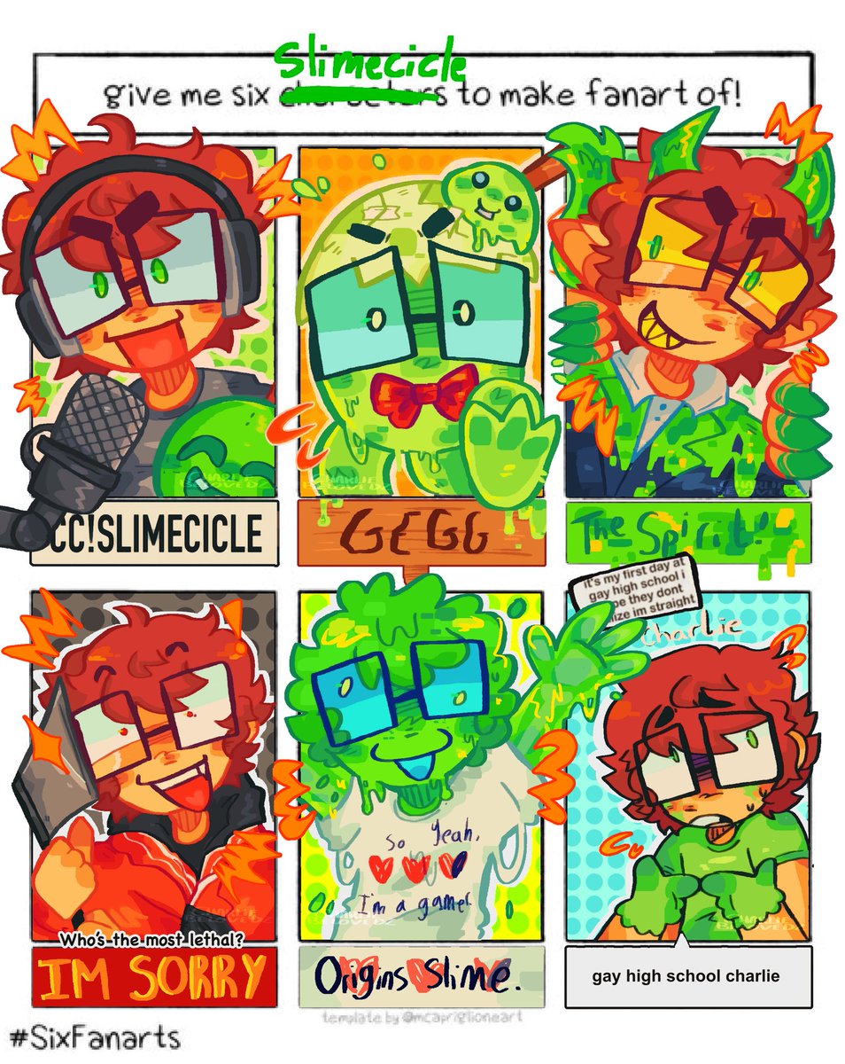 CharliezCapin's tweet photo. 💚🦠] SIX SLIMECICLE FANART , HAS TO BE MY FAV DRAWING SO FAR! #slimecicle #slimeciclefanart #qsmpfanart #imsorryfanart #genlossfanart https://t.co/h3ekEG9o0S