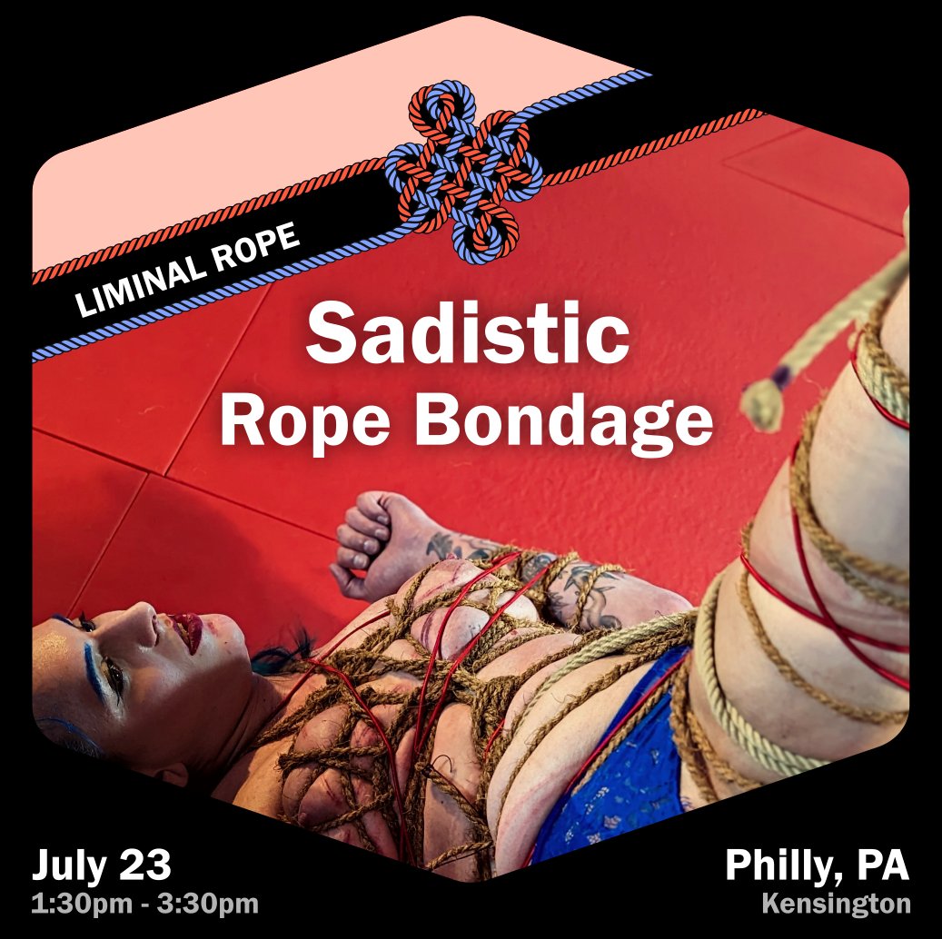 LiminalRope's tweet photo. NEW CLASS INCOMING! Check it out: https://t.co/IA3a7gk4rq

(that's @MiraMaven looking euphoric in that pic, of course)

#rope #bondage #kink #class #event #philly https://t.co/wauBgLbPC5