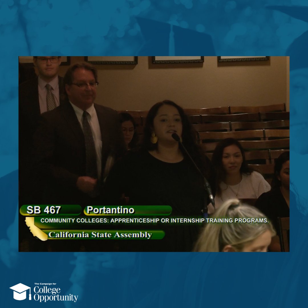 CollegeOpp's tweet photo. The California Undocumented Higher Education Coalition is advocating to remove barriers to higher education for undocumented students! Last week, Katrina Linden, Public Affairs Director w/ the Campaign, advocated for CA State Assembly Higher Ed Committee to adopt #SB467! https://t.co/Ku6Dd8nqkf
